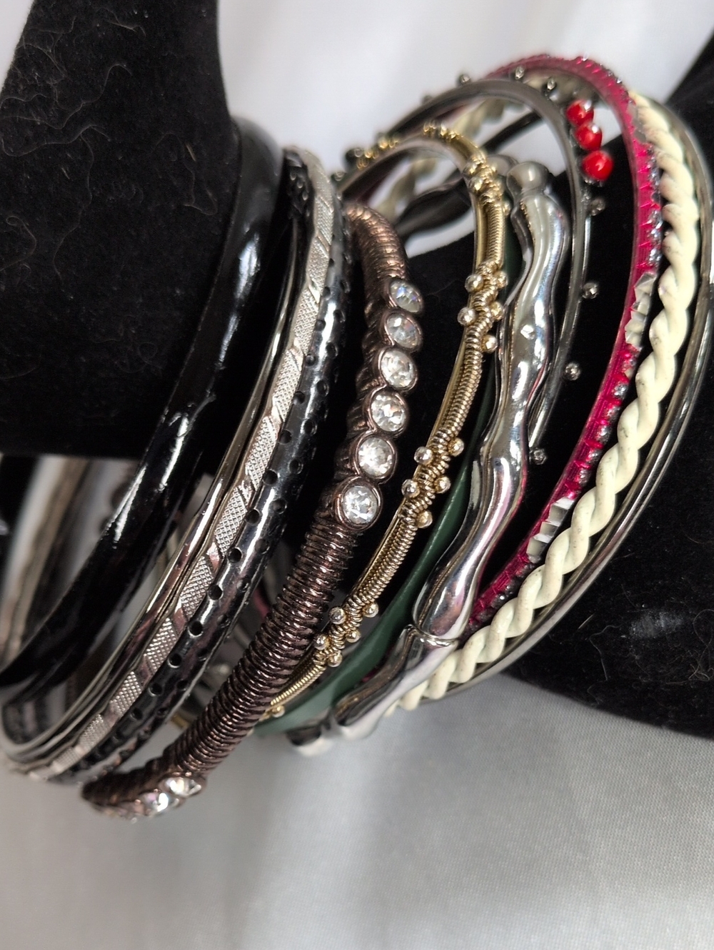 Bangle Bracelet Lot Mixed Metal Enamel Textured Stack Multi Pc